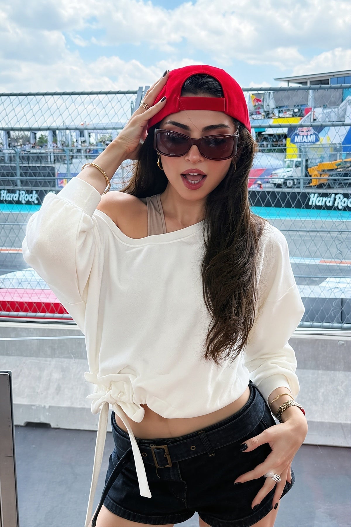 Casual Tie Off Shoulder Sweatshirt