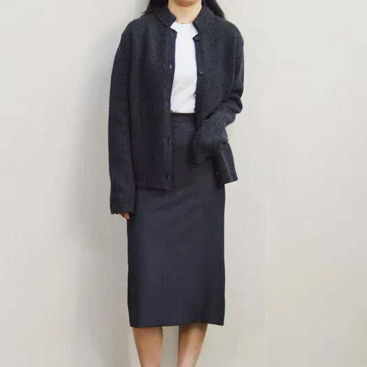 Women Wool Cardigan Stand Collar Sweater