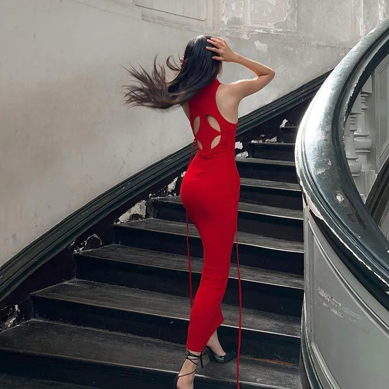 Elegant Off Shoulder High Waist Slim Long Red Luxury Evening Party Dress