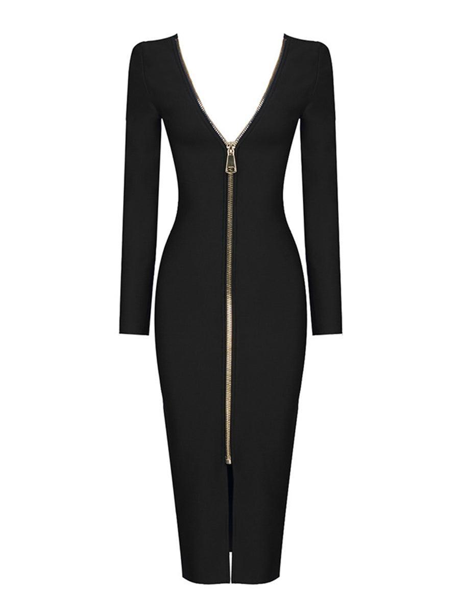 Plunge Reversible Bandage Midi Dress