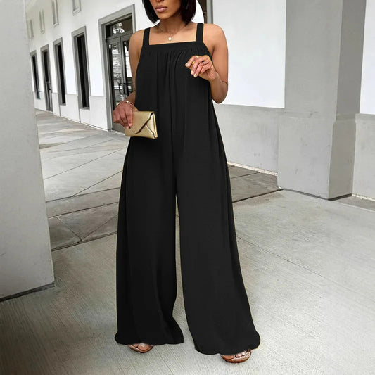 Women’s Yellow Pleated Wide-Leg Jumpsuit
