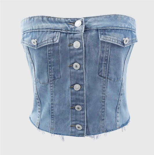Women's Strapless Denim Corset Top