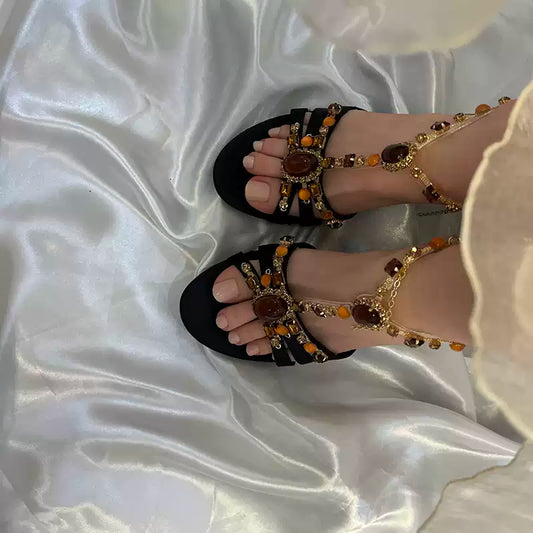 Sila Rhinestone Vintage Sandals