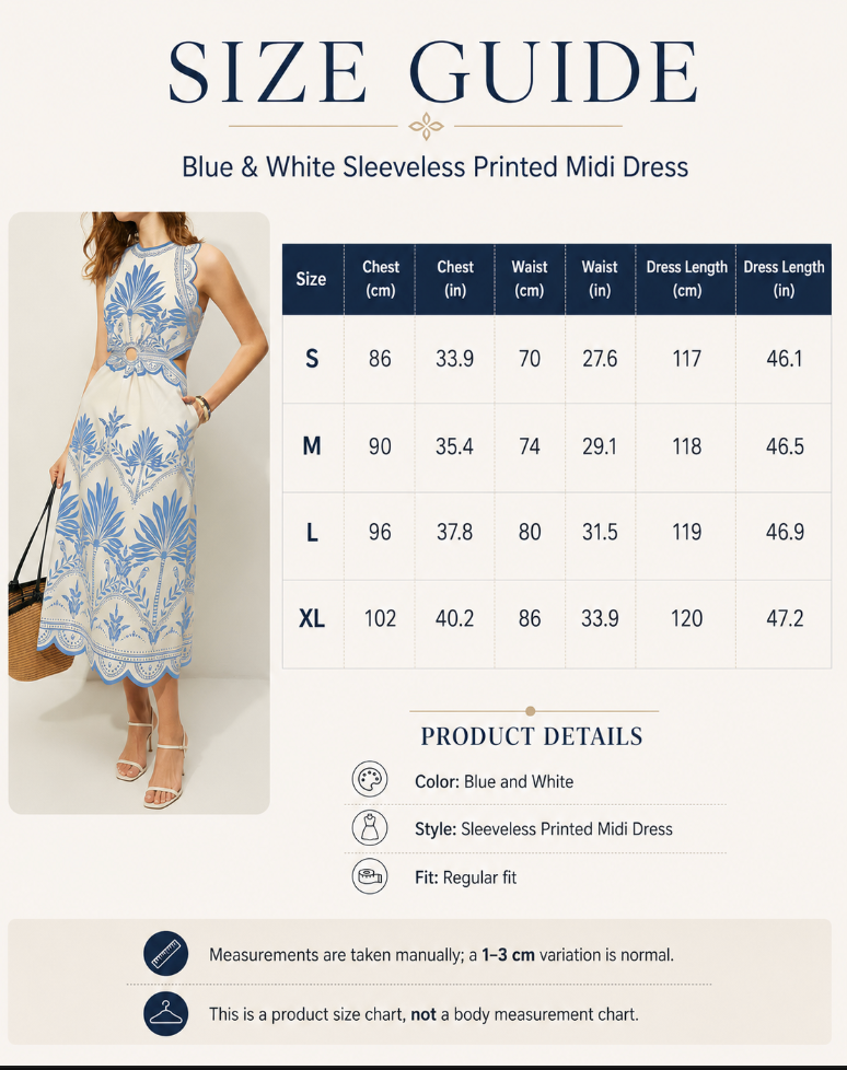 Tropical Palm Print High-Neck Ring-Waist Cutout Midi Dress