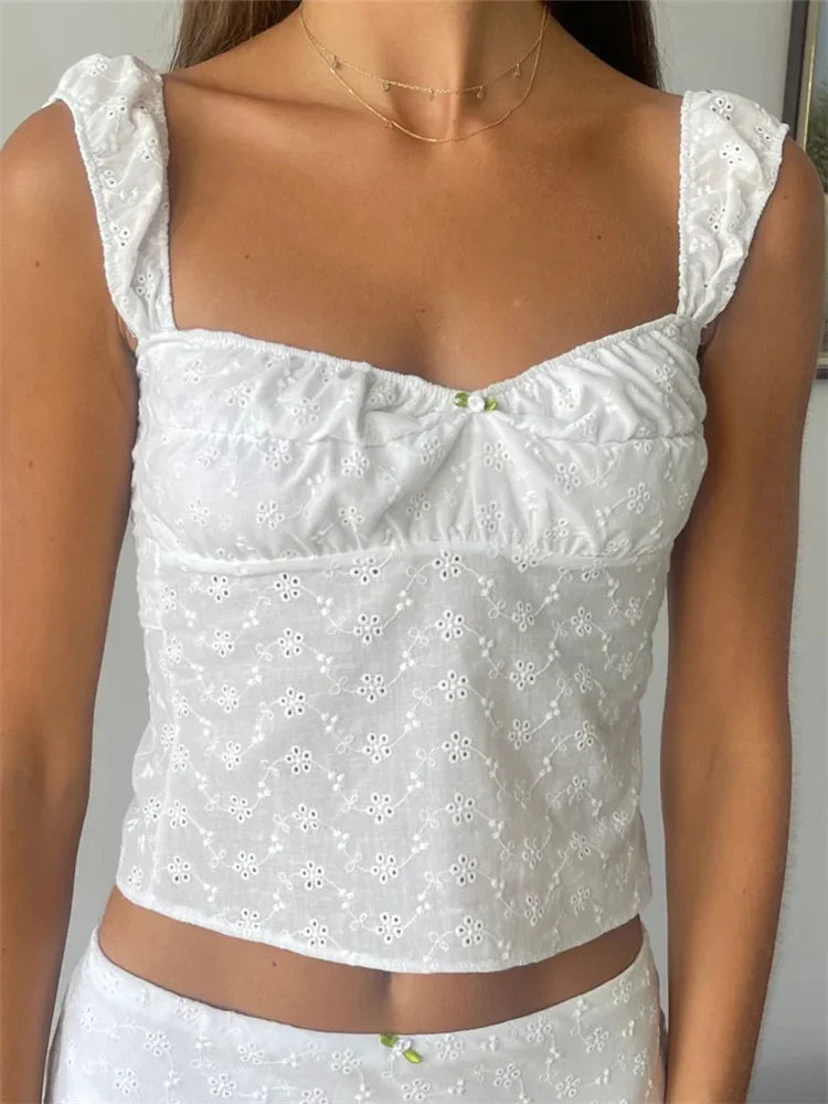 Retro Women Sleeveless Lace Low Cut Slim Fit Fairycore Grunge Backless Tie-up Clubwear Crop Top