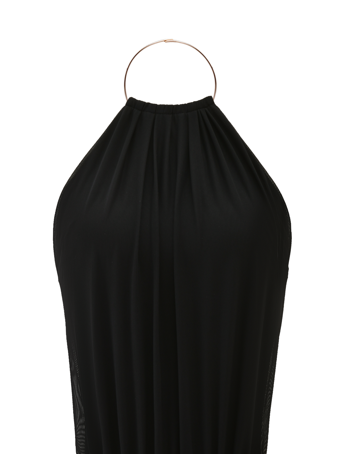 Halter Chain Ring Cutout Side Ruched Tulip Hem Mini Dress