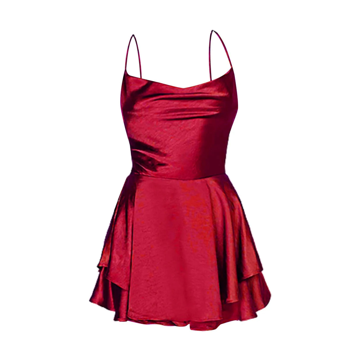 Elegant Sexy Backless Ruffled Halter Red Skirt Summer Evening Party Party Dress
