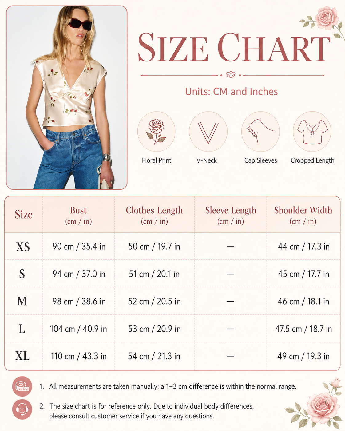 Women’s Floral Satin Lace Trim Cropped Blouse