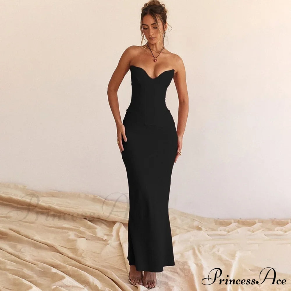 Bodycon - Off-Shoulder Fishbone Party Gown Club for Strapless Elegant Full-Length Women Night Gown
