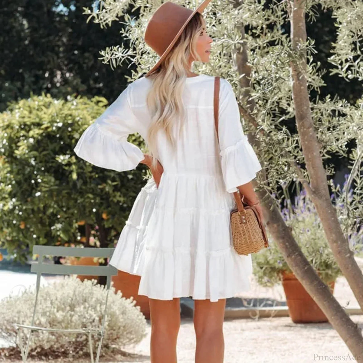 Boho Tunic Beach Wear Loose Cover-Up for Women Vintage V-neck Mini Summer Dress