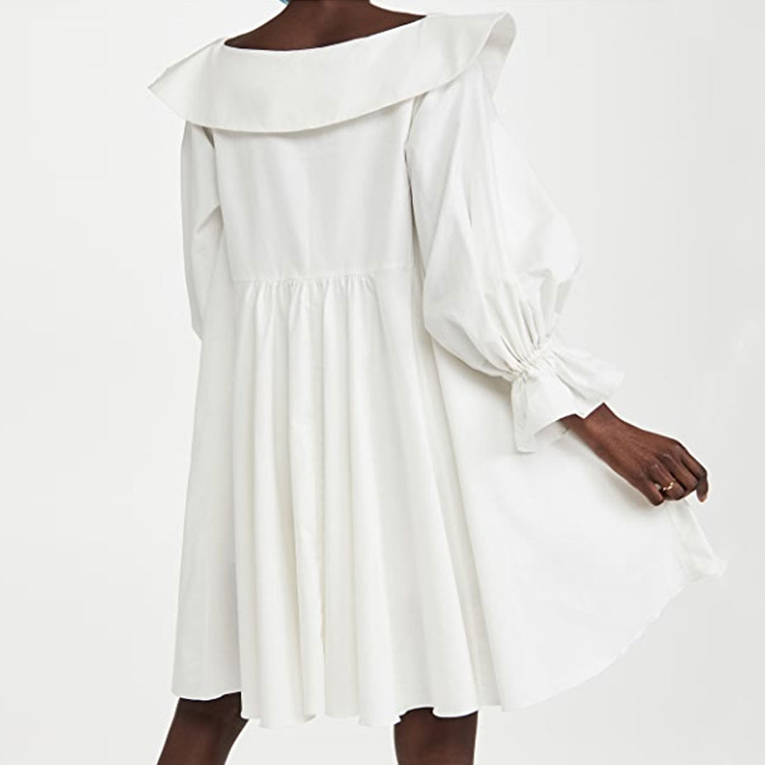 Chelsea Collar Neck Balloon Sleeve Babydoll Mini Dress