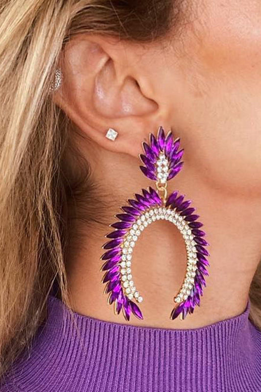 Geometric Peacock feather earrings