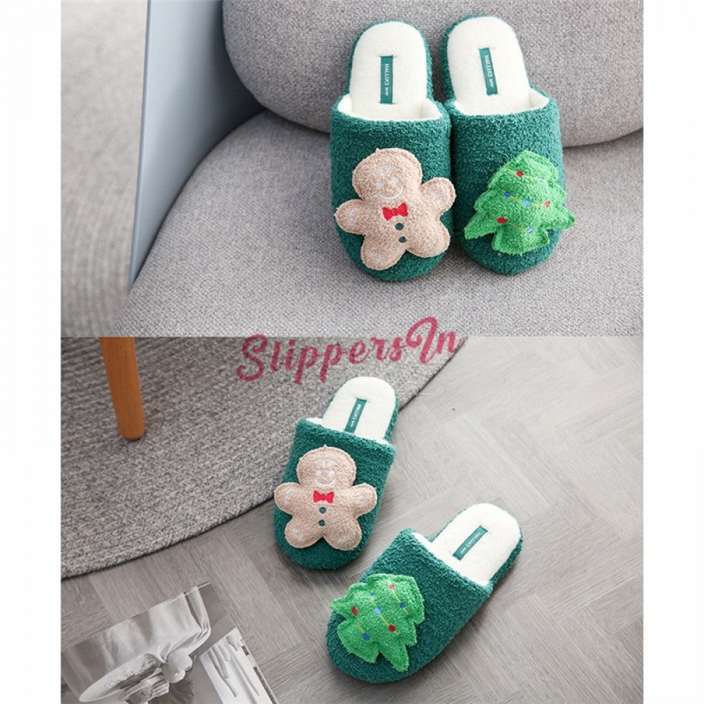 Christmas Slippers for Women Warm Fleece Scuff Slippers