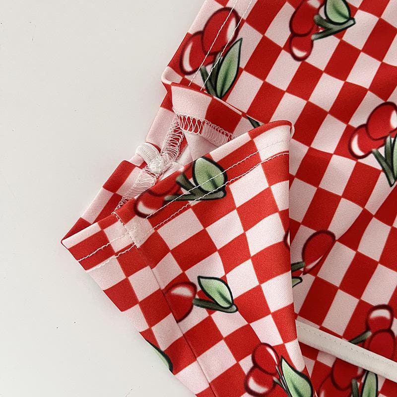 Spaghetti Strap Gingham Print Paneled Bodycon Mini Dress