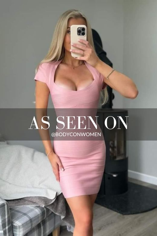 Dusty Pink Sweetheart Cap Sleeve Bandage Bodycon Mini Dress