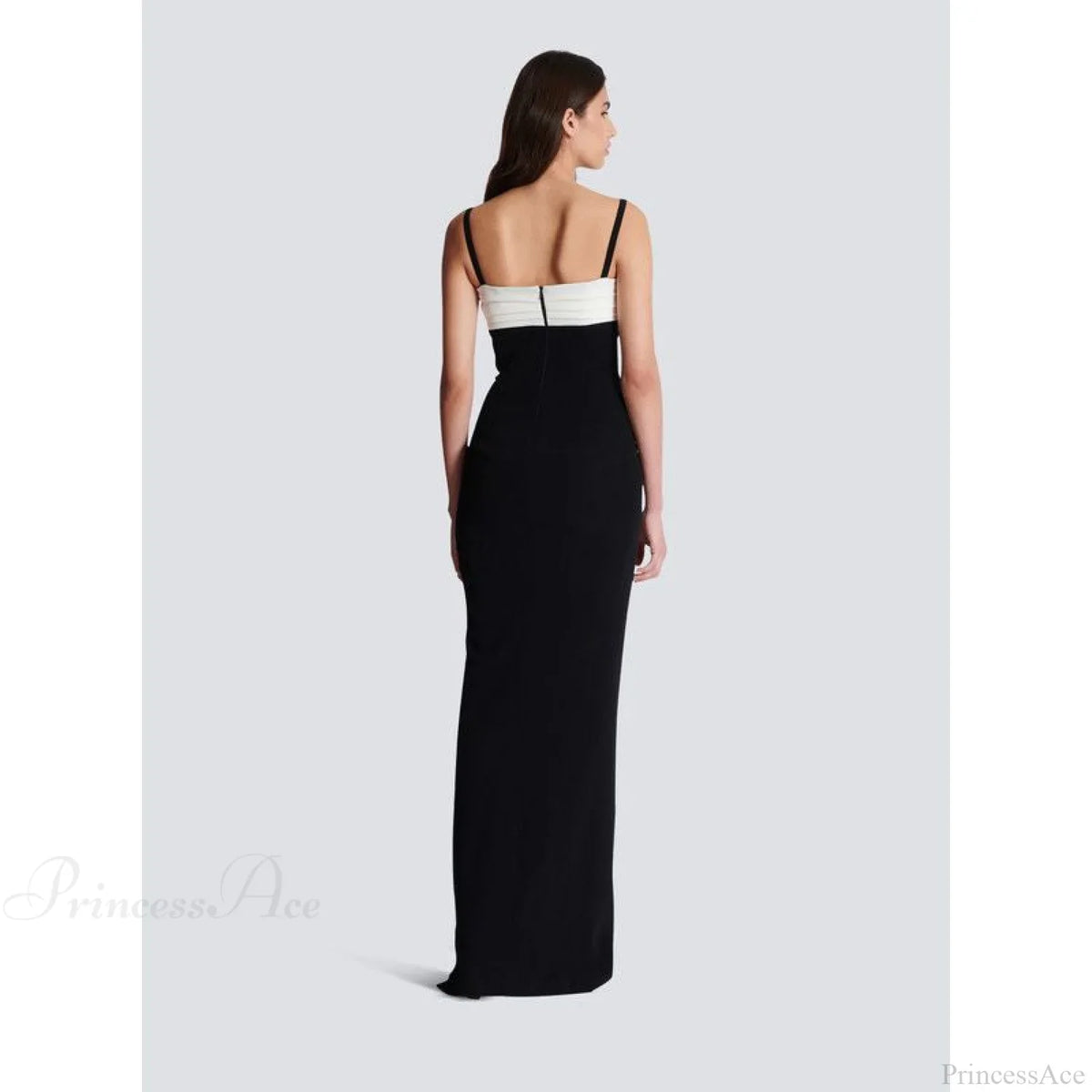 Monochrome Slit Satin Party Prom Dress