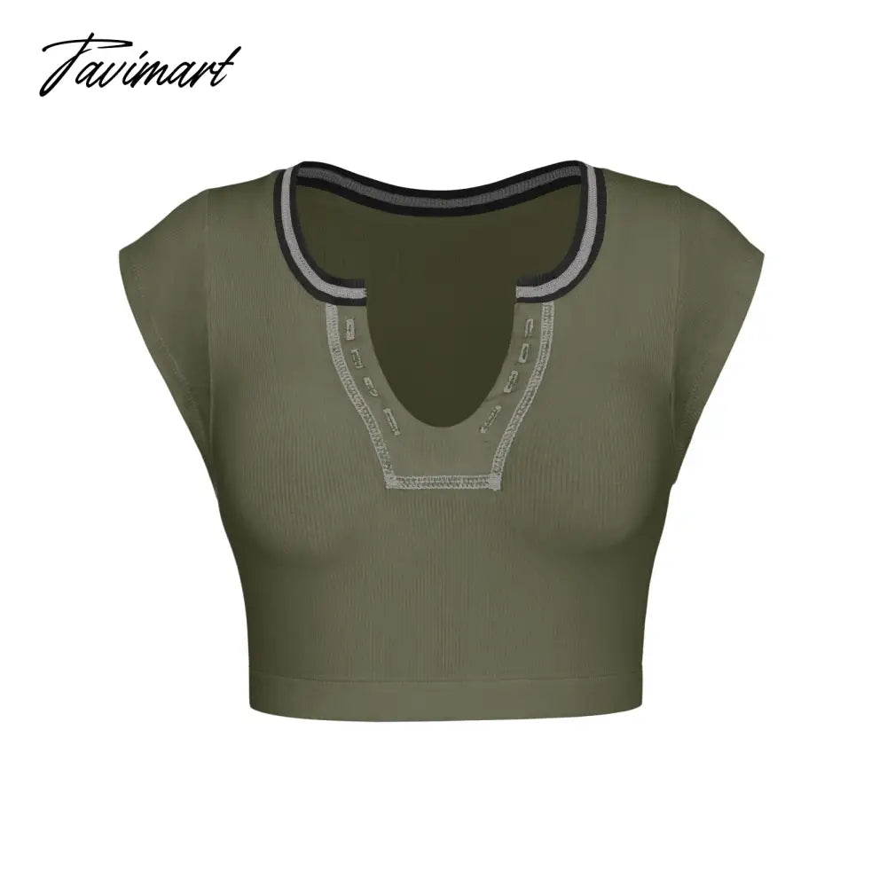 Mqtime Knitted Thread T-shirt Women's Summer Slim Fit Midriff Outfit Hot Girl Sexy Top Bottoming T-shirt