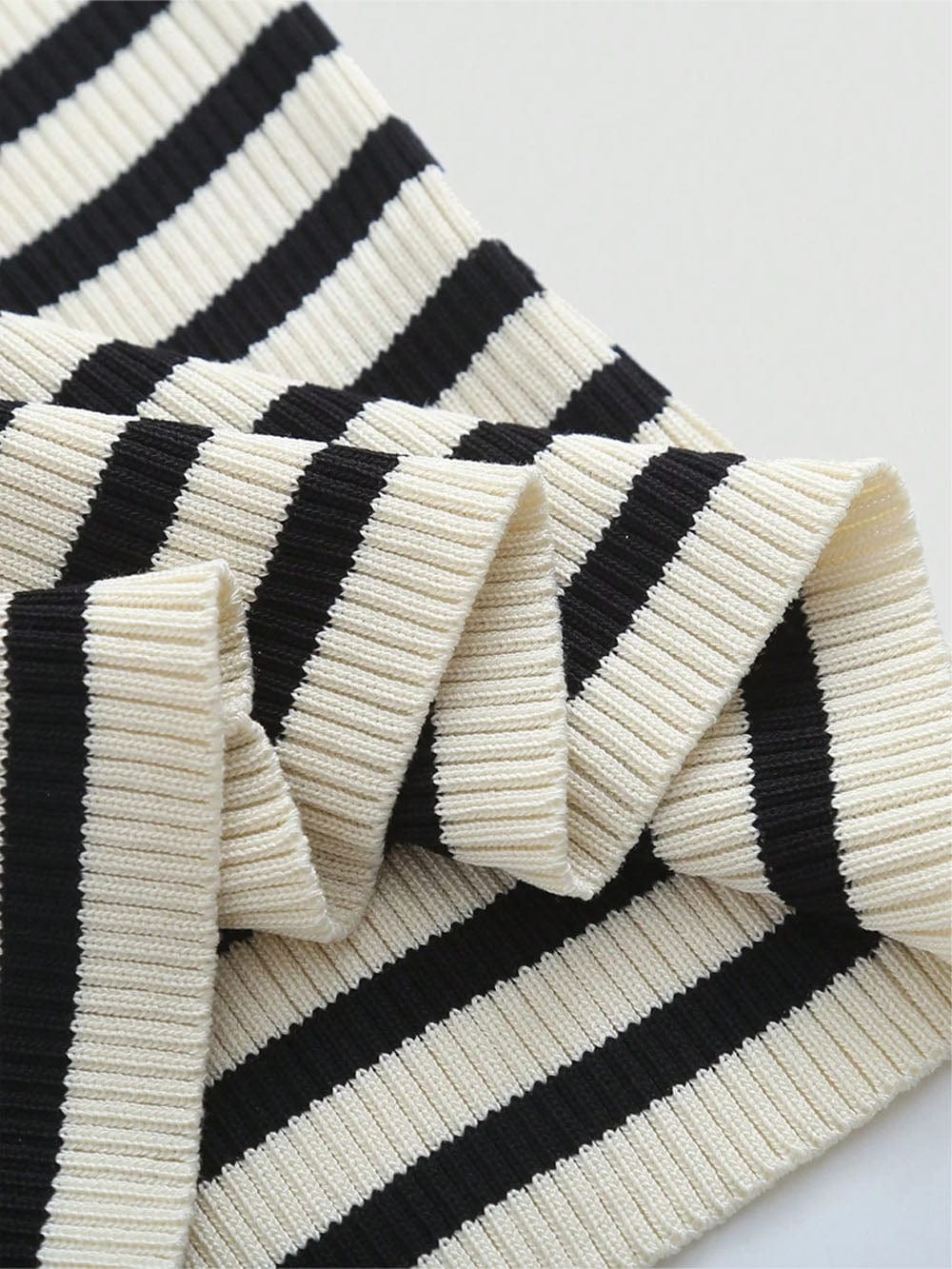 Black Spaghetti Strap Striped Ribbed Knit Column Maxi Dress