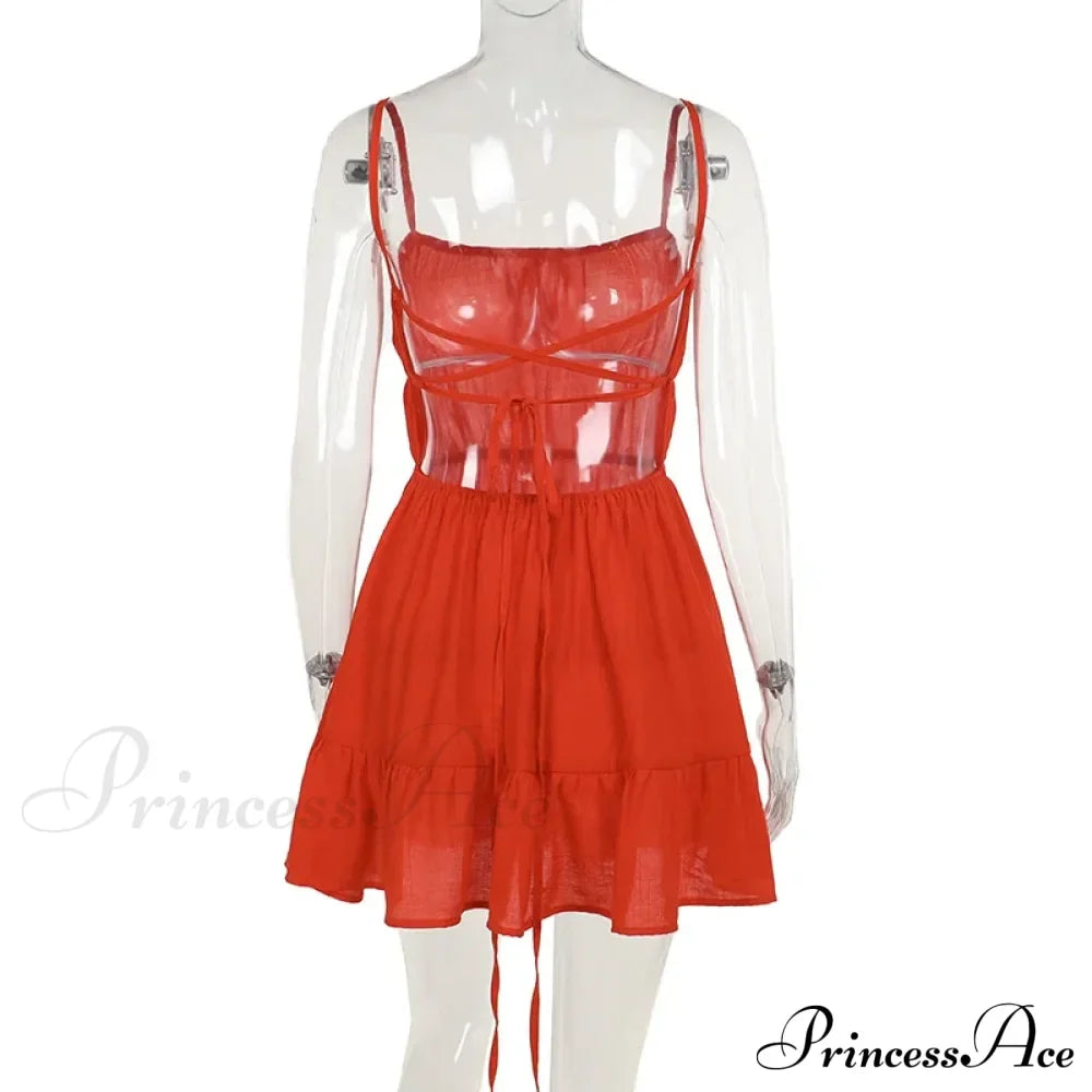 Ruched Elastic Backless Charming Cami Mini Dress