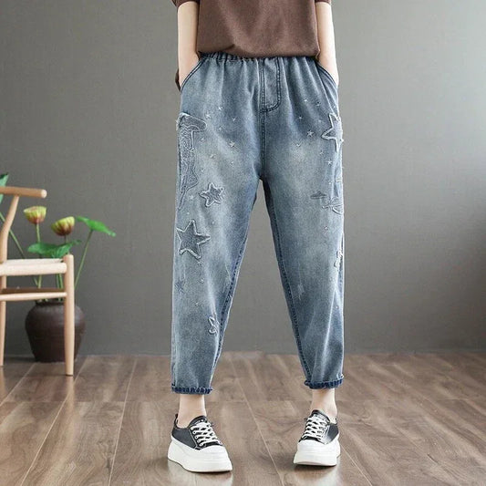 Women's Star Embroidered Harem Trouser Jeans