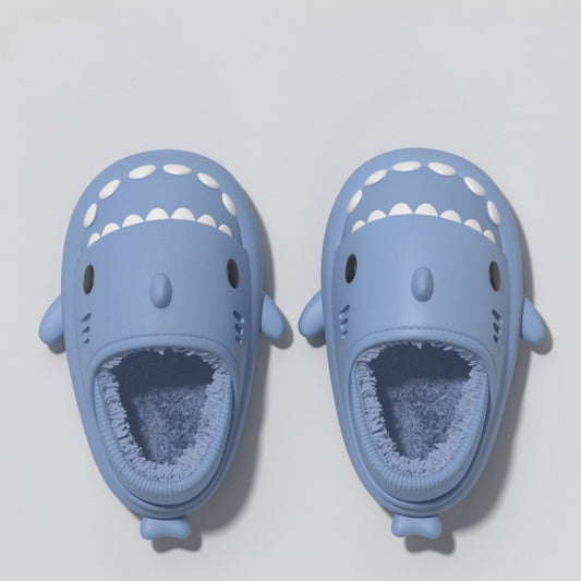 Waterproof Shark Slippers for Women and Men Fur Lined House Shoes