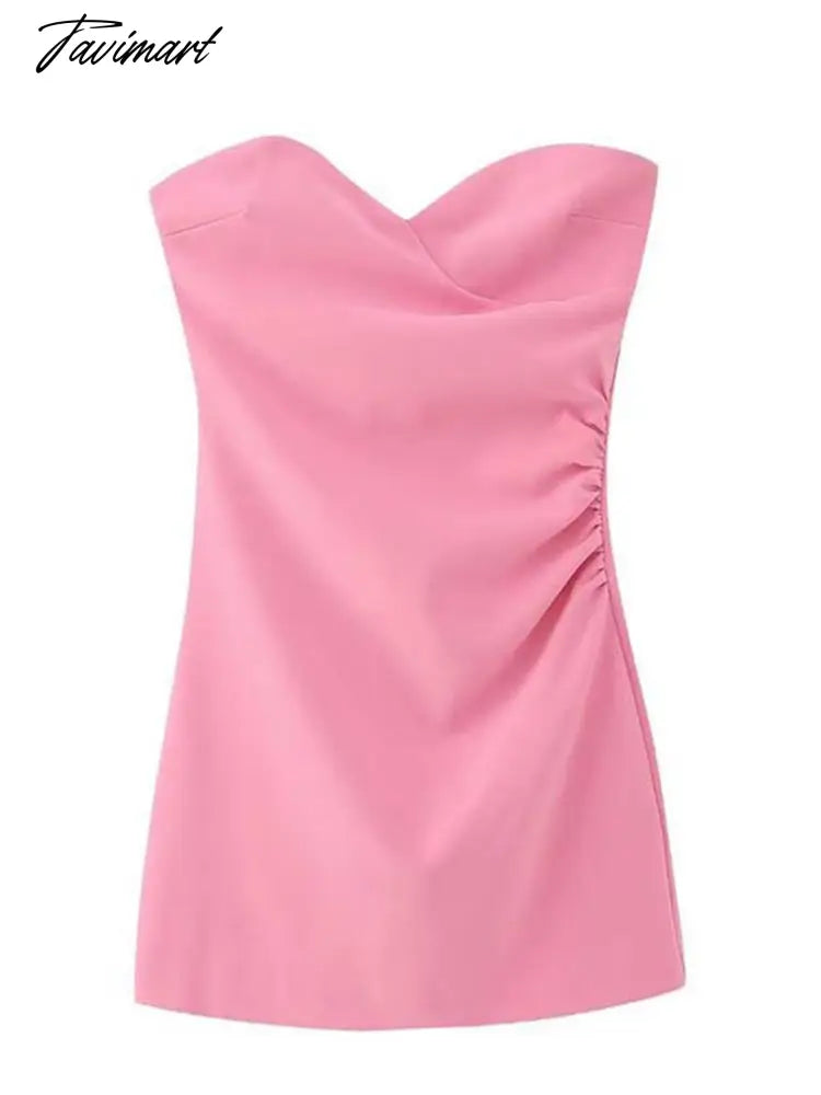 Sleeveless Solid Pleated Strapless Dress Skinny Backless Off Shoulder Dresses For Women Summer Fashion Party Banquet Vestidos