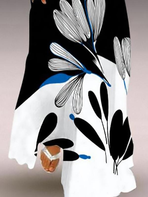 Floral Print Notched V-Neck Sleeveless Pocket Maxi Dress