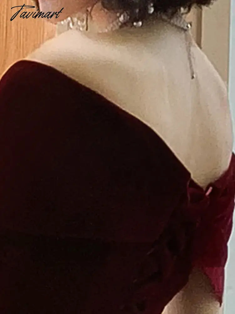 Spring Long Luxury Elegant Wine Red Soft Velvet Evening Party Wedding Dresses for Women Off Shoulder Maxi Dress