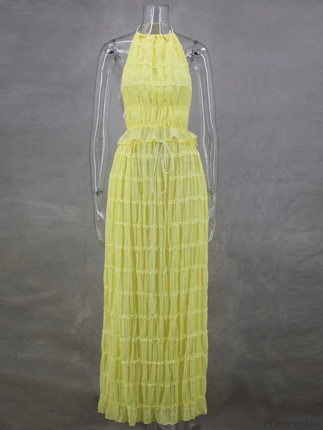 Summer Sexy Sleeveless Backless Top High Waist Skirt Beach Party Dress