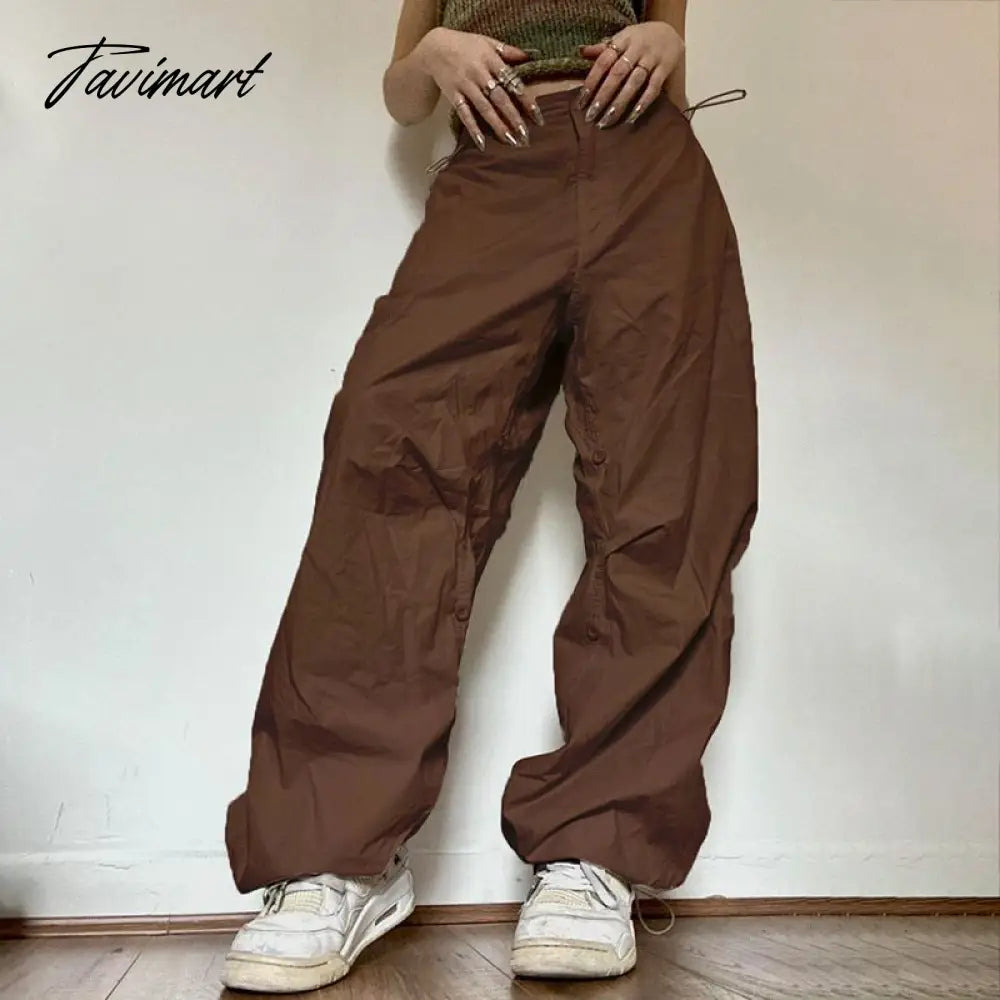 American Vintage Drawstring Slim Wasit Wide Leg Pants Summer High Waist Trousers Loose All-match Cargo Pants Y2k Streetwear
