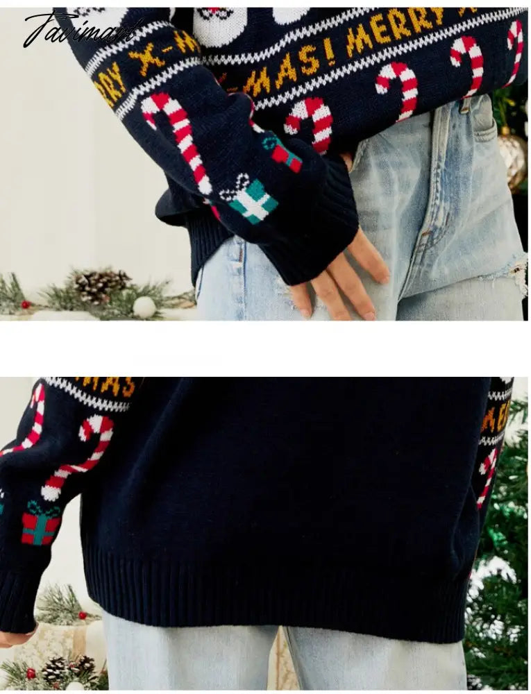 Autumn Winter Women's Pullover Sweater Christmas Sweater Little Snowman Round Neck Long Sleeve Print Sweater Thick Knit Jumper