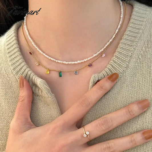 Colorful Crystal Stainless Steel Choker Necklace For Women New Jewelry No Color Fading