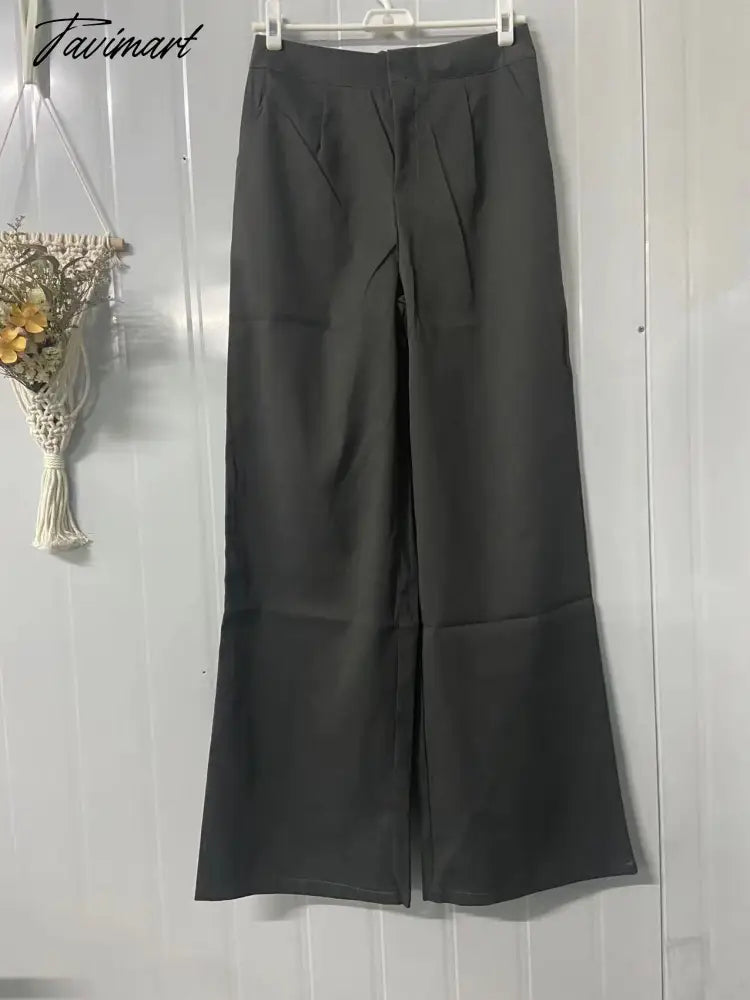 Cropped Slim Jacket+Wide Leg Long Trousers Pants Women Casual Two Pieces Sets Korean Autumn Y2k 2 Piece Outfit Conjunto Femenino