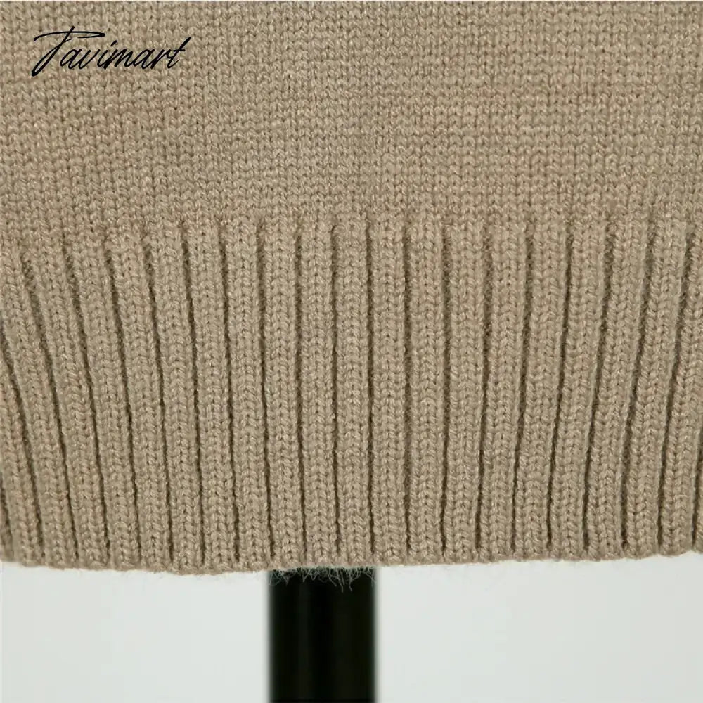Elegant Ladies Sweater Sexy Hollow High Neck Loose Knit Pullover Women Casual Solid Color Top Coat Autumn and Winter New Khaki