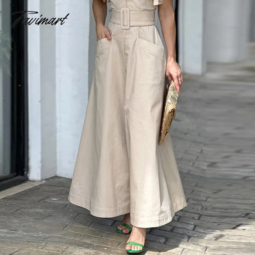 Elegant Lady Deep V Short Sleeve Summer Dress Fashion Wrap Chest Waist Pocket Flare Dress Office Commuter Belt Solid Long Dress