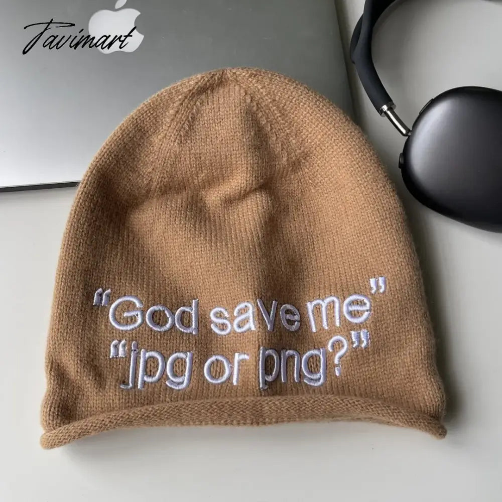 Fashion God Save Me Letter Embroidery Hats For Women Men Dome Bag Head Vintage Beanie Caps Winter Keep Warm Elastic Knitted Hat