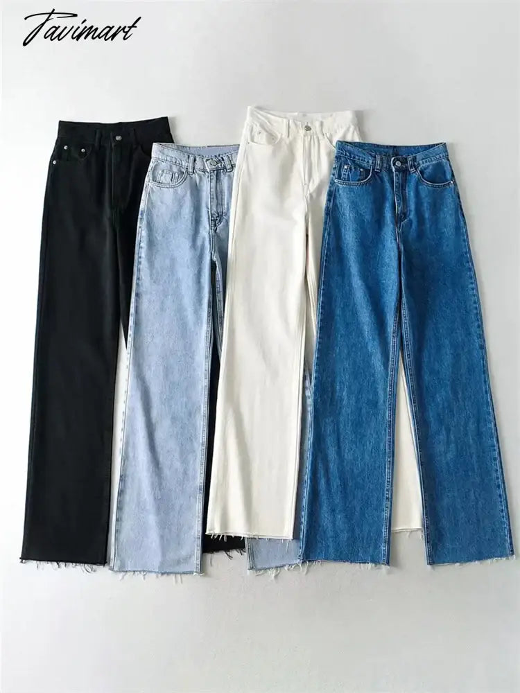 Fashion Women's Jeans Bottom Casual Straight Leg Baggy Jeans Fall Boyfriend Long Trousers High Waist Denim Pants