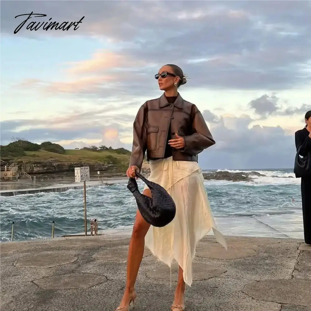 Faux leather jacket women Winter vintage clothes jacket women PU leather jackets y2k fashion brown jacket biker coats luxury