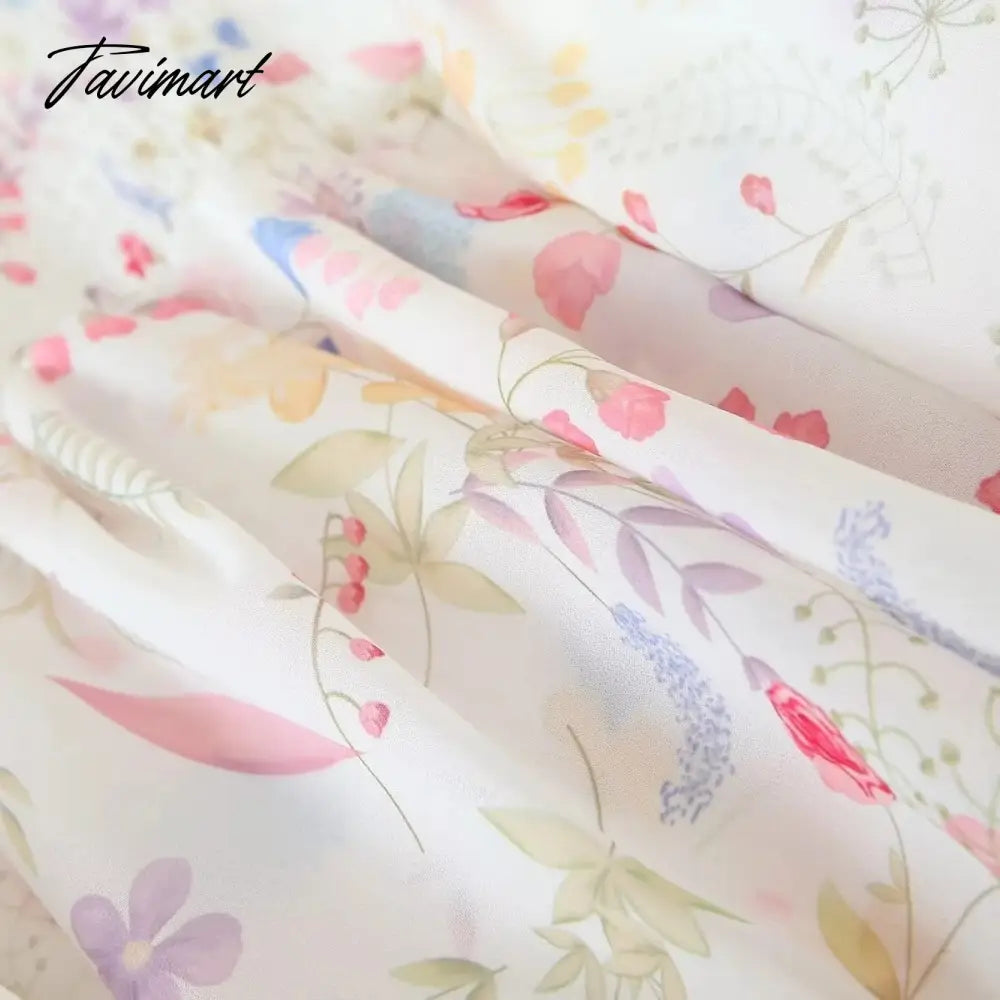 French Style Ins Fashion Dress Bogger Floral Print Chiffon Square Collar Party Dress Cascading Mini Dress Women