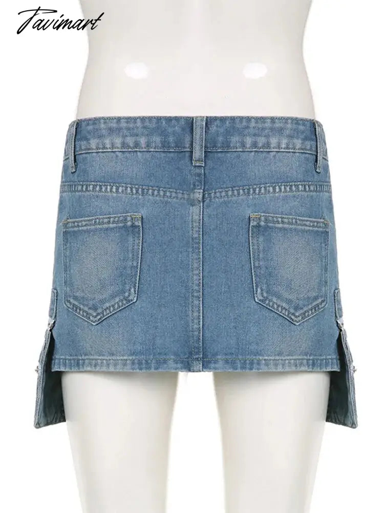 High Waist Denim Skirt For Women Pockets Slim Street Casual Mini Skirt Femme Summer Bodycon Fashion Skirts Ladies