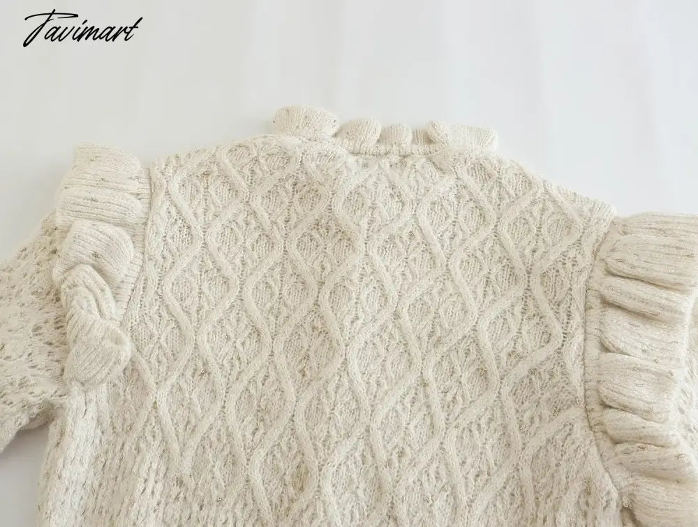 Indie Folk Vintage Butterfly Sweaters Sleeve Ruffles Knitwear Sweaters Women Tops
