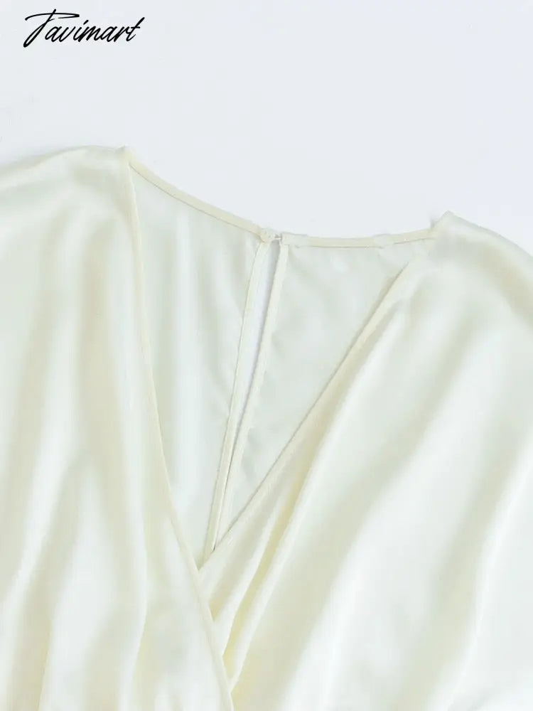 Jumpsuit Women V Neck Raglan Short Sleeve Elegant Vintage Satin Romper Button Open Back Waist Buckle Tie Playsuit Shorts