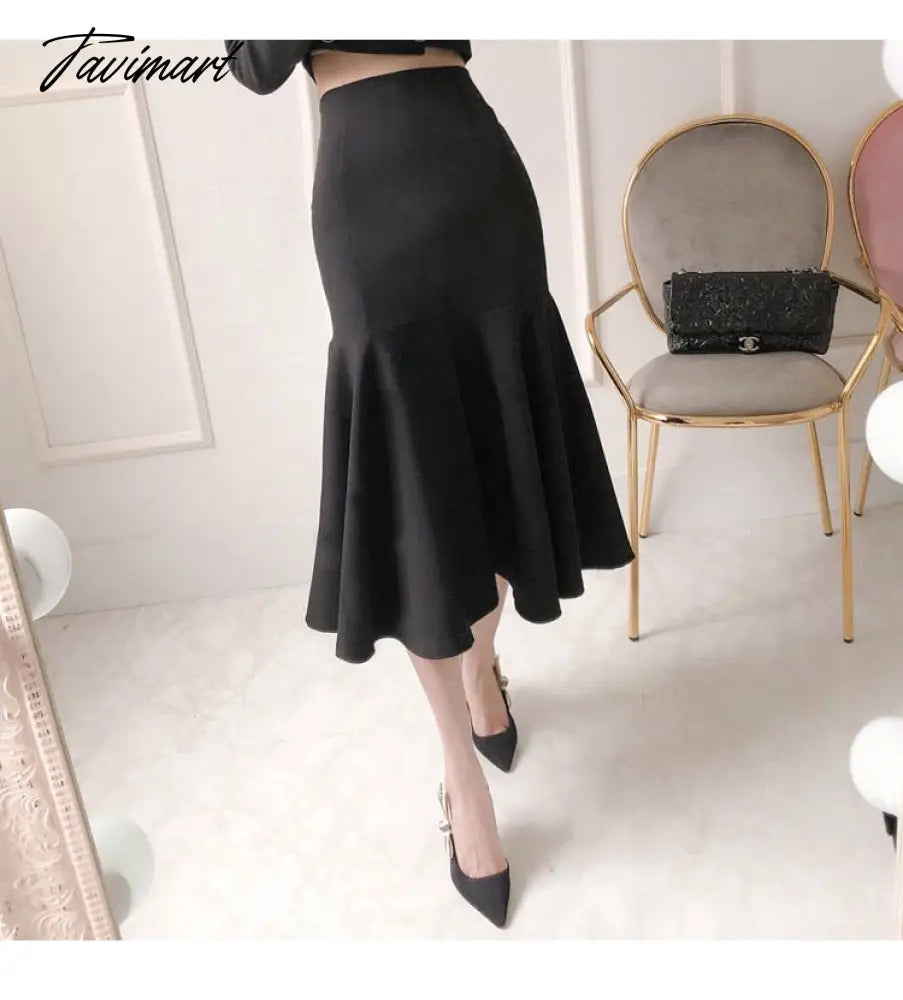 Korean Autumn Women 2 Piece Set Office OL Elegant Square collar Puff Sleeve Crop Tops+High waist Mermaid Bodycon Skirt Suit