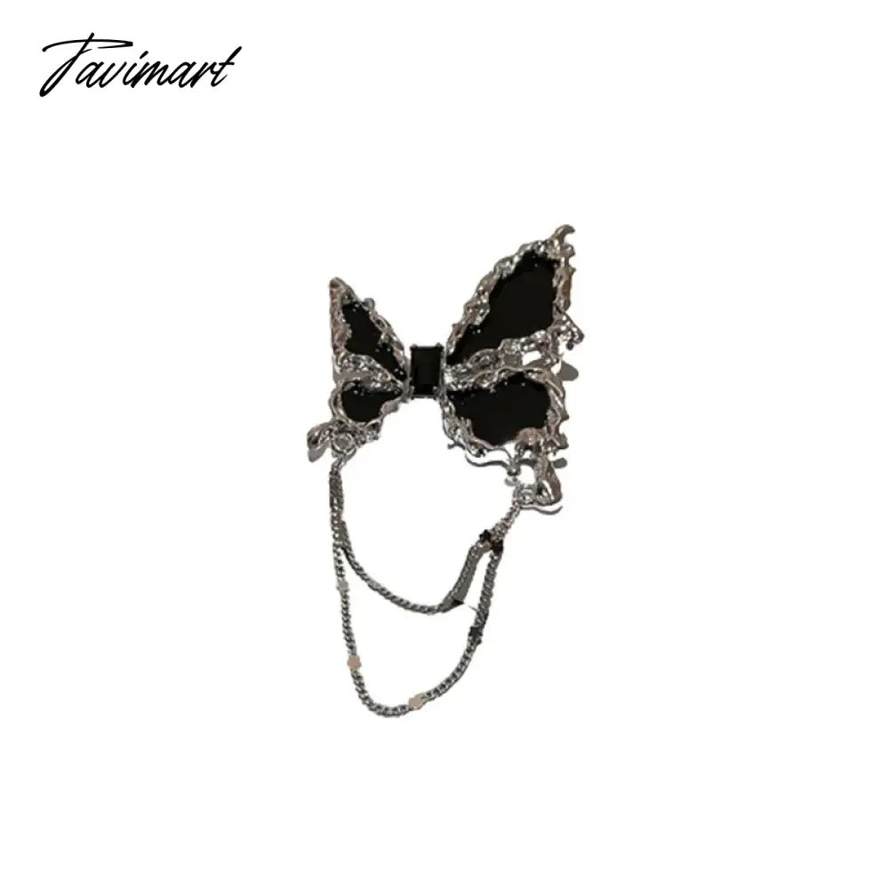 Korean Black Butterlfy Chain Tassel Brooches For Women Costume Accessories Pin Brooch Party Jewelry