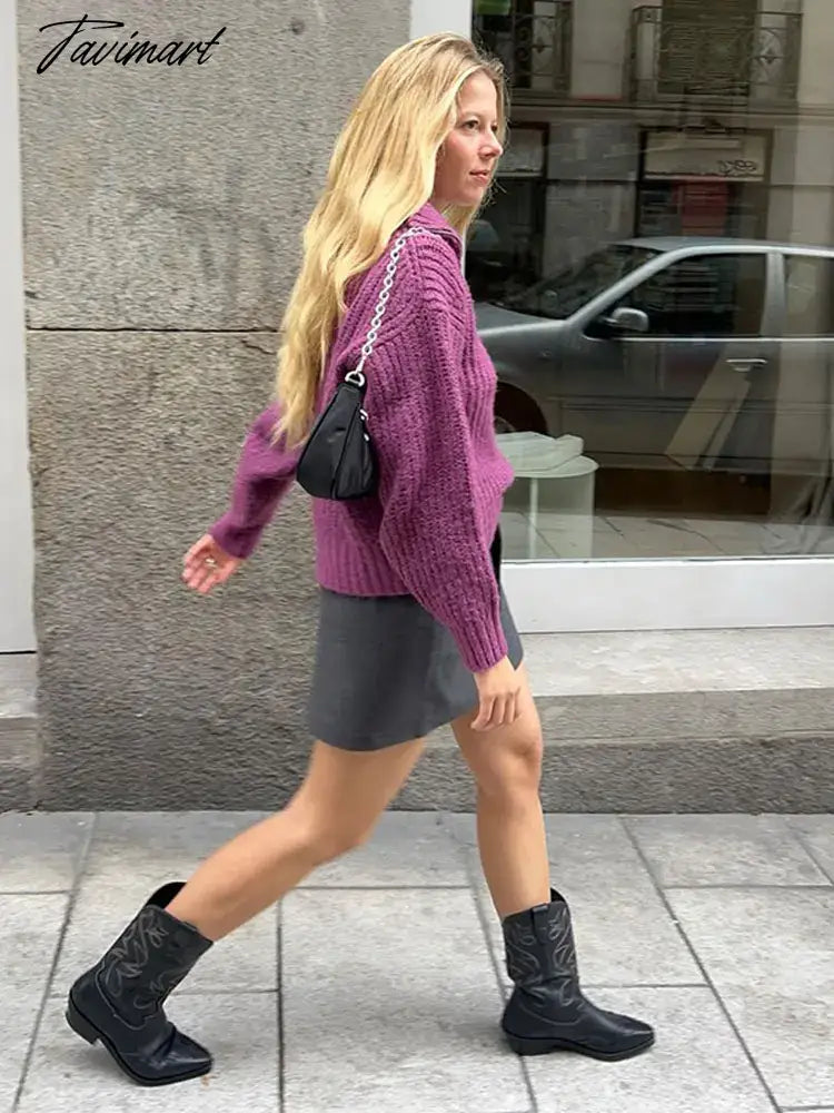 Lapel Half Zip Long Sleeve Pullover New Chic Women Loose Thicken Warm Sweater Autumn Winter Fashion Female Street Jumper