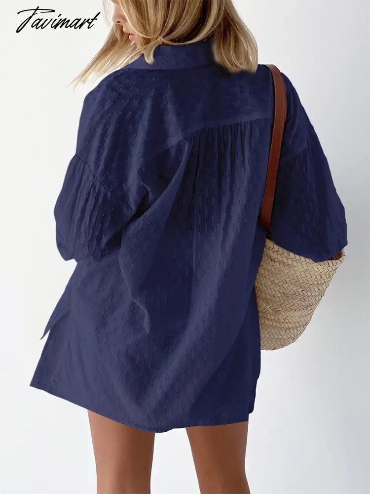 New Beach Shirt Shorts Two-Piece Set Women Summer Casual Tracksuit Female Loose Long Sleeve Top Suit Lounge Wear Homewear