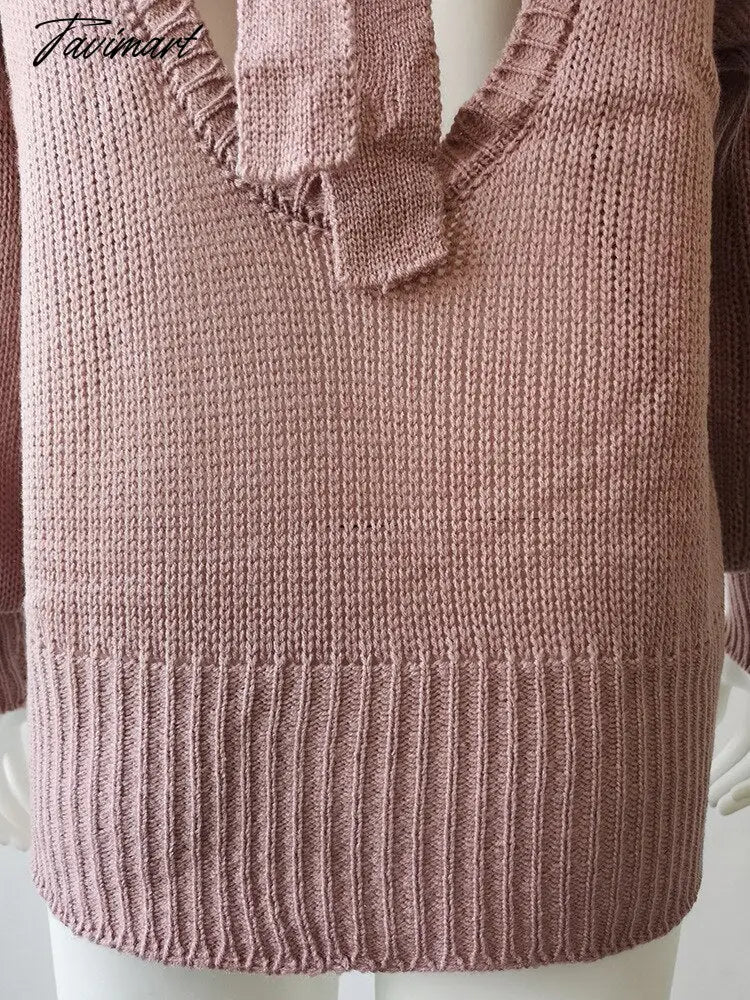 New European Winter clothes American foreign trade sweater female sexy bow tie laced sweater backless knitting frenulum