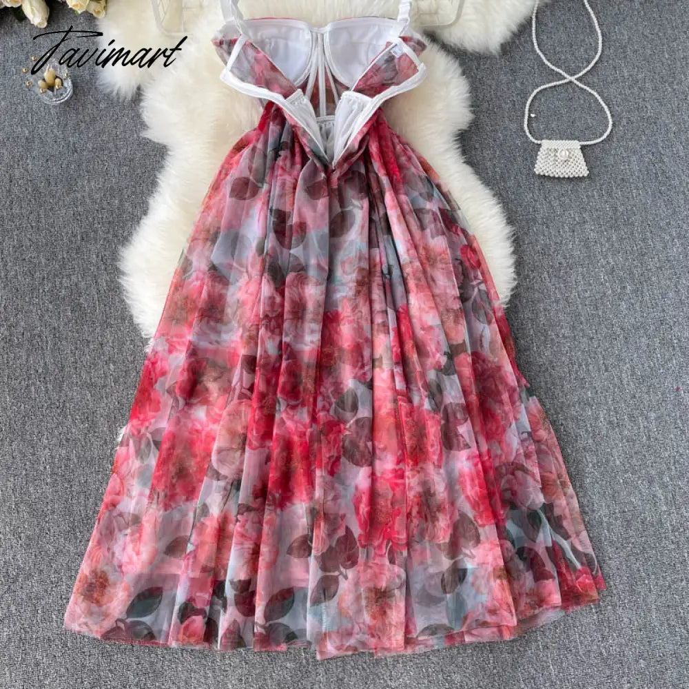 New Fashion Temperament Summer High-end Vacation Vestidos Women's V-neck Sexy Corset Midi Dress with Waist Strap GL080