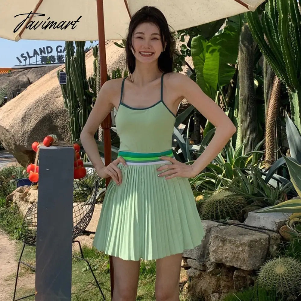 New Niche Design Tennis Dress with Chest Pad, Yoga Clothes, Anti-glare Badminton Sports Skirt, Two-piece Golf Skort Tennis Skirt