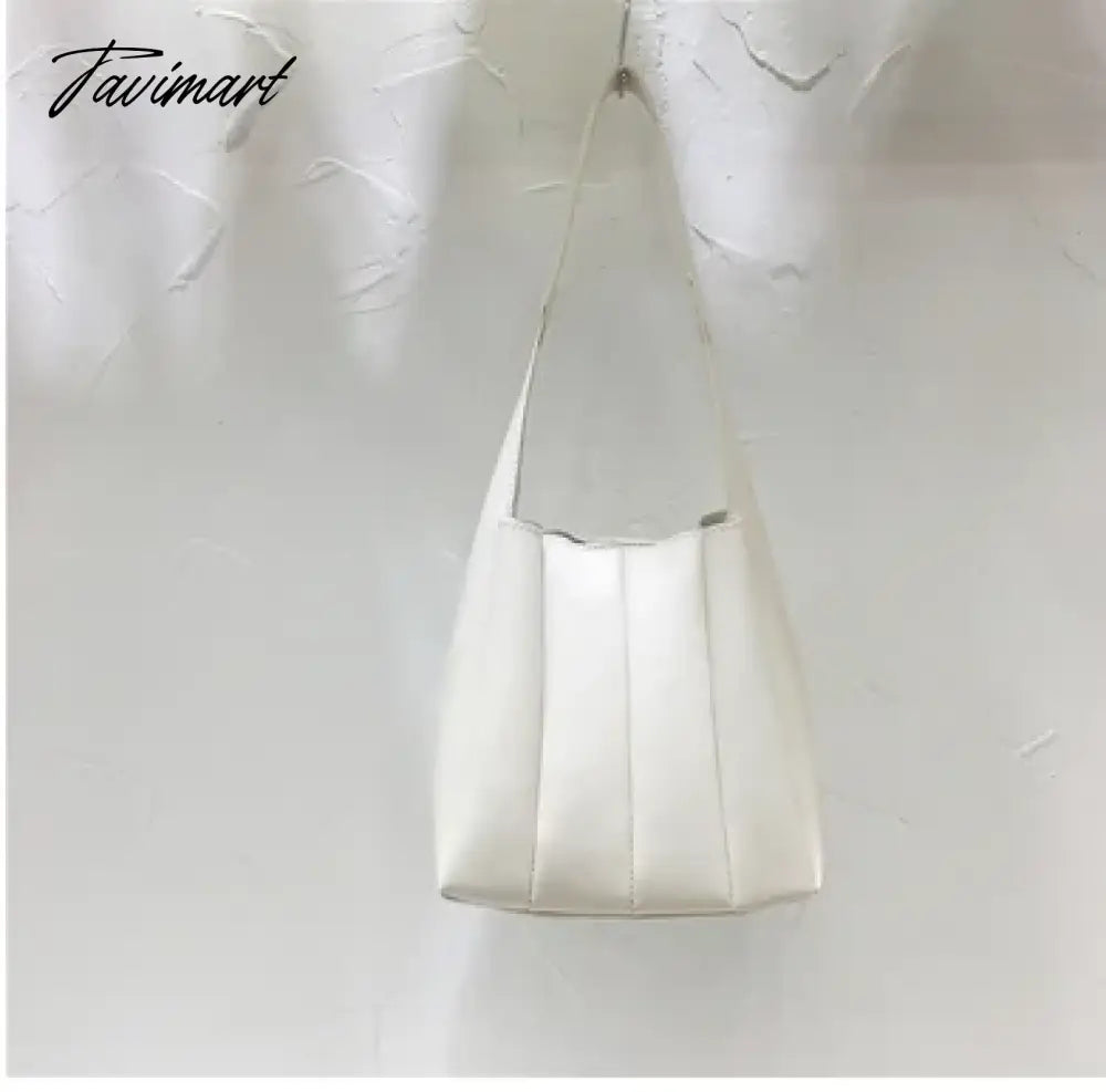 New PU Leather Candy Color Ruched Bucket Japanese Trendy Ladies Underarm Package Magnetic Button Tote Bags for Women